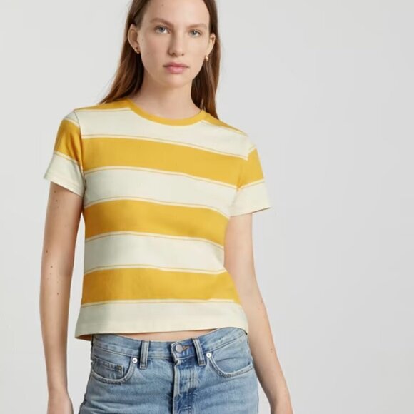 Everlane The Organic Cotton Box-Cut Pocket Tee Yellow stripe Size XXXL - Picture 1 of 9